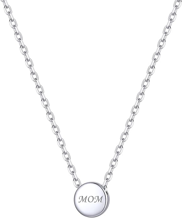 ChicSilver Personalized 925 Sterling Silver Dainty Small Heart/Star/Moon/Dot/Triangle Pendant Necklace for Women, Silver/Gold/Rose Gold/Black (with Gift Box)
