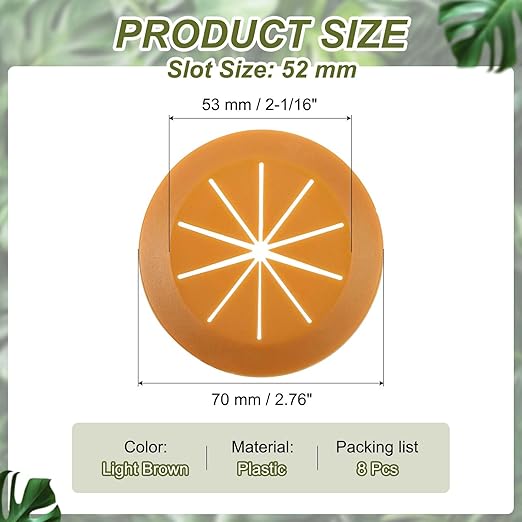 PATIKIL Desk Grommet 2-1/16", 8 Pcs Round Cable Grommet Cord Hole Cover with Adhesive Tape Flexible Table Wire Organizer for Office Home Table Countertop, Light Brown