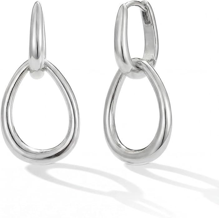 Gold Earrings for Women Trendy 14K Gold Plated Double Hoop Dangle Earring Thin Minimalist Lightweight Dainty Drop Earrings Jewelry Gift for Her
