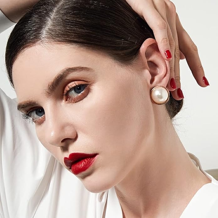 Pearl Clip on Earrings for Women Drop Clip Earrings for Women Gold Plated White Imitation Pearl Earrings Fashion