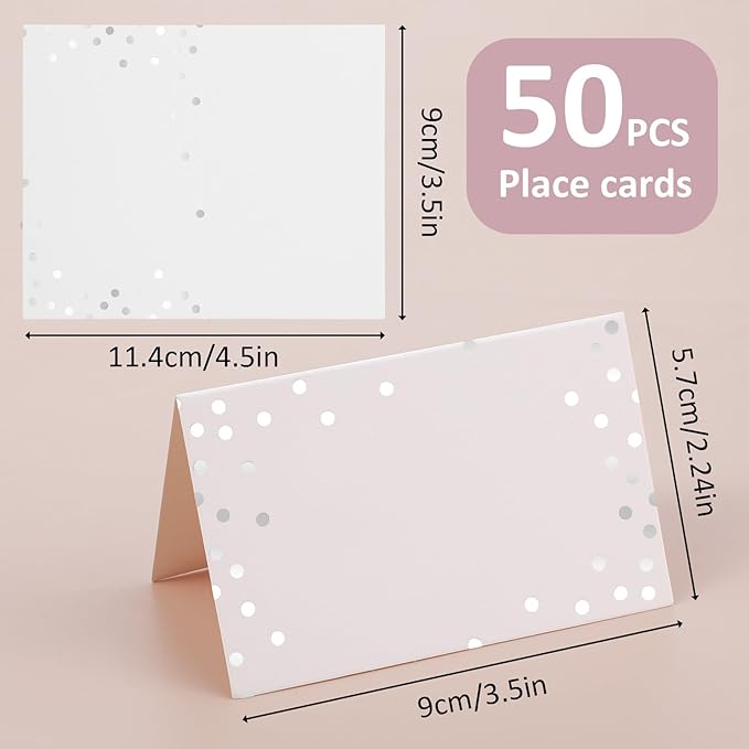 50Pcs Place Cards for Table Setting, Name Cards for Table Setting for Wedding Tables Numbers, Banquets, Events Menu and Card Food Tables for Dinner Party(Silver)