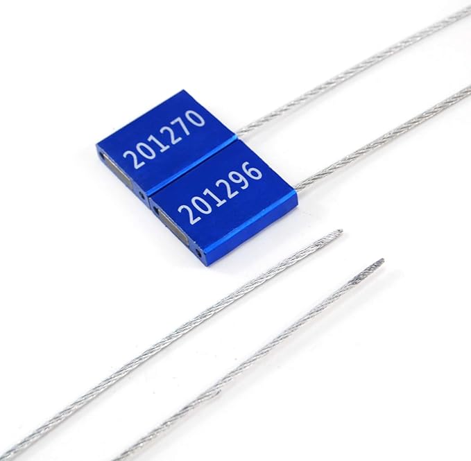Leadseals(R) 1000 Blue Steel Cable Seals Metal Security Tag Numbered Truck Trailer Seal Anti-Tamper Pull-Tite Security Seal Aluminum Body Transport Shipping Seal Self-Locking Safety Ties ISO 17712