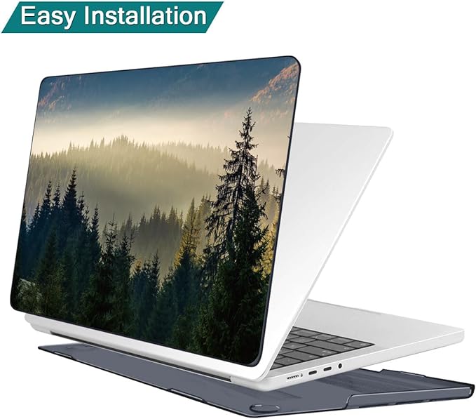 Teryeefi for MacBook Pro 14 inch Case M4 M3 M2 M1 2024 2023 2021 (Model:A3112 A3401 A3185 A2918 A2992 A2779 A2442), Hard Shell Cover + Keyboard Cover, Forest Landscape