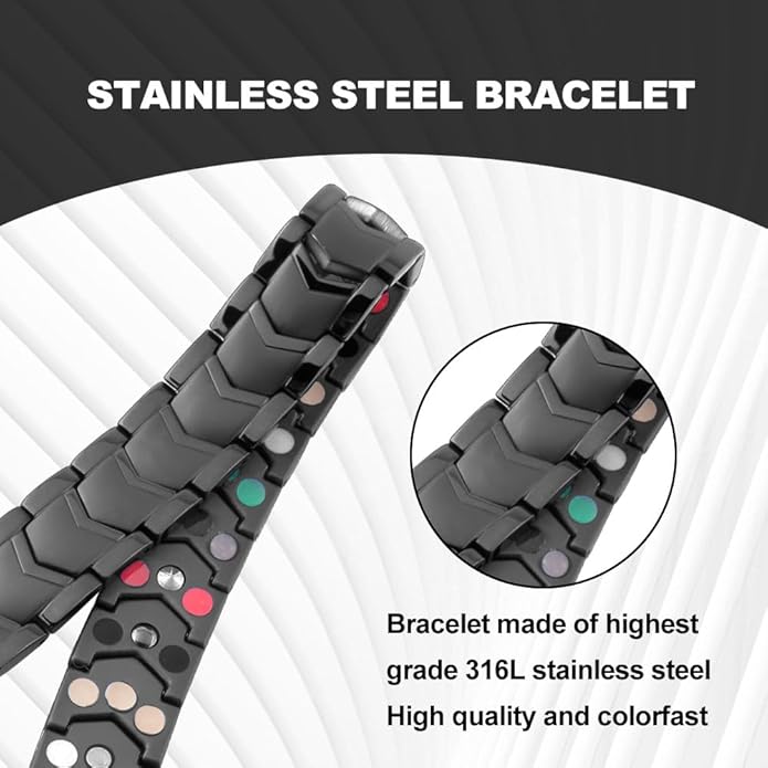 KYOSI 3X Magnetic Bracelets for Men Three rows Energy Stainless Steel Bracelet Magnet Link Mens Christmas Gift Jewelry