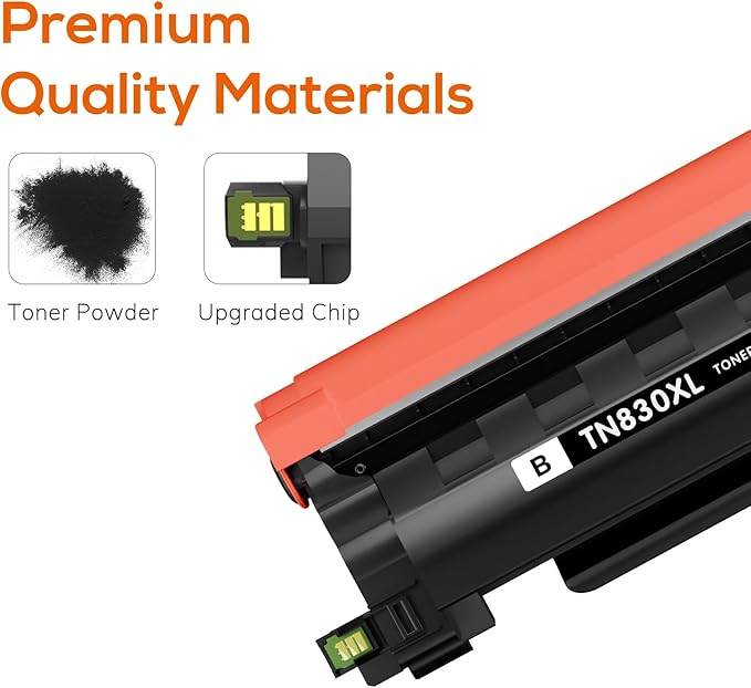 Compatible TN830XL Toner Replacement for Brother TN830XL TN830 XL Toner use with HL-L2460DW HL-L2405W HL-L2400D HL-L2480DW MFC-L2820DW MFC-L2760DW DCP-L2640DW MFC-L2900DW (Black,2 Pack)