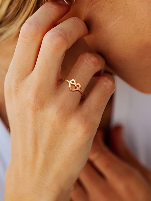 Bestyle 925 Sterling Silver Ring for Women, Minimalist Claddagh Ring Celtic Knot Ring for Women, Irish Promise Wedding Band, Gold/Rose Gold Vermeil Women Band Ring, Stackable, Gift for Her