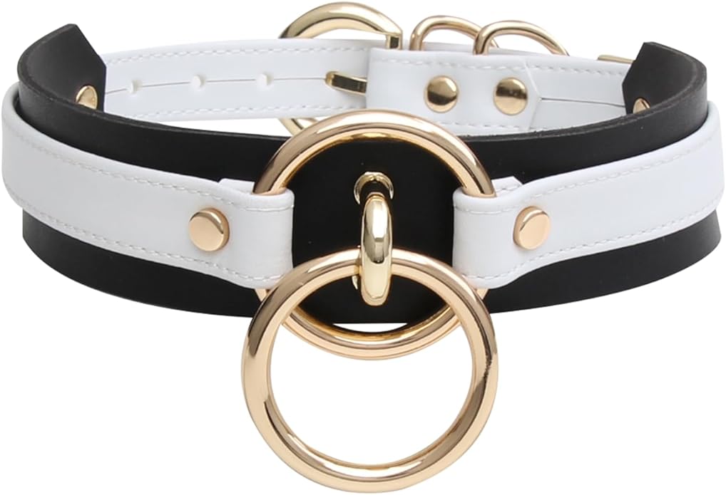 Lookook Fashion O-Ring Faux Leather Choker Necklaces Collar For Womens