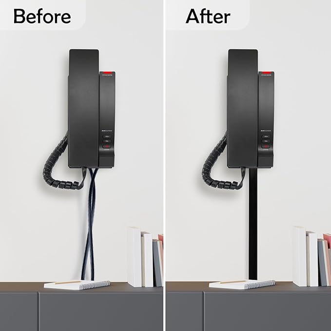 Rubber Bond TV Cord Hider Cable Protector - Strong Self Adhesive Wall Cord Cover Cable Hider - Low Profile Cable Management Wall Cord Concealer Cable Raceway (Black, 6 Feet)