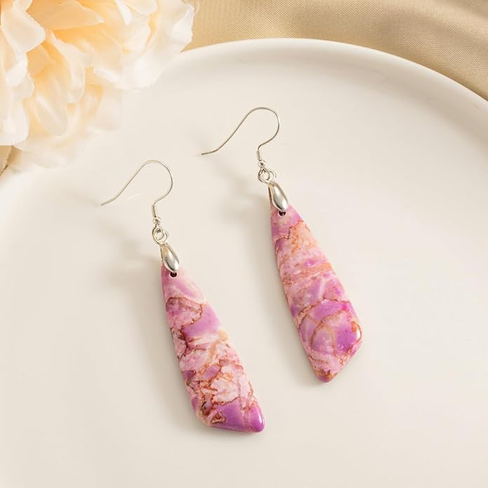 SELOVO Jasper Stone Earrings for Women Trendy Dangle Earrings Fishhook Drop Earrings