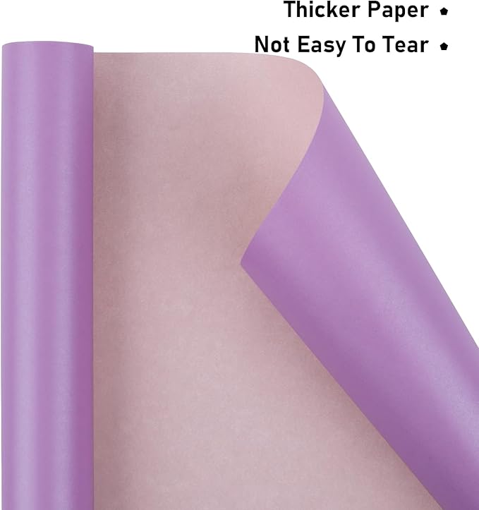 NESCCI Light Purple Matte Wrapping Paper,Solid Color Pearly-Lustre Paper,Gift Wrapping Paper,Perfect for Wedding,Valentine's Day,Birthday, Christmas,Baby Shower,DIY Bouquet (17 Inches X 32.8 Feet)