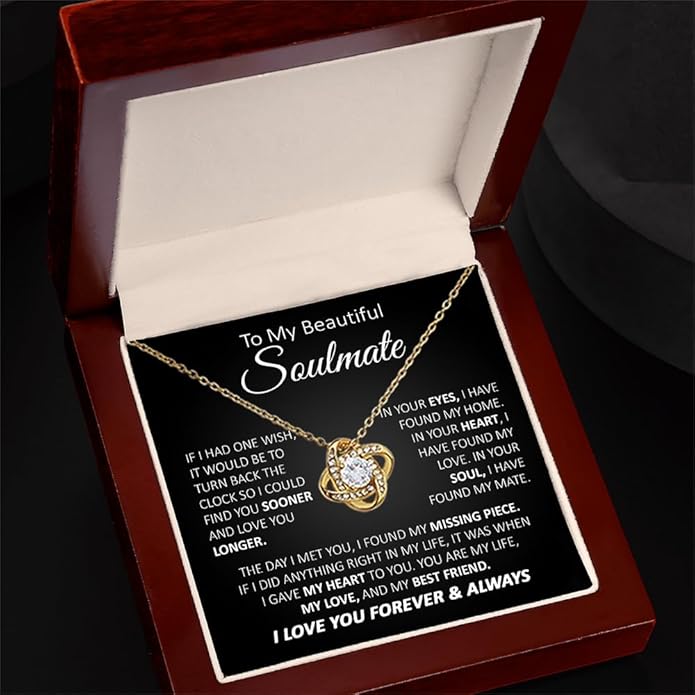 To My Beautiful Soulmate Necklace For Women, Necklace For Wife From Husband, Girlfriend Necklace From Boyfriend, Wife Birthday Gifts From Husband, Gifts Boxes For Women, Soulmate Necklace For Her