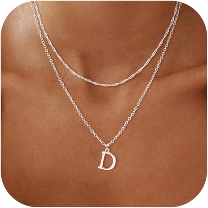 14K Gold Plated Initial Necklaces for Women Dainty Layered Letter Pendant Necklace Cute Choker Necklace Gift Trendy Stuff Personalized Jewelry Stack for Women Her