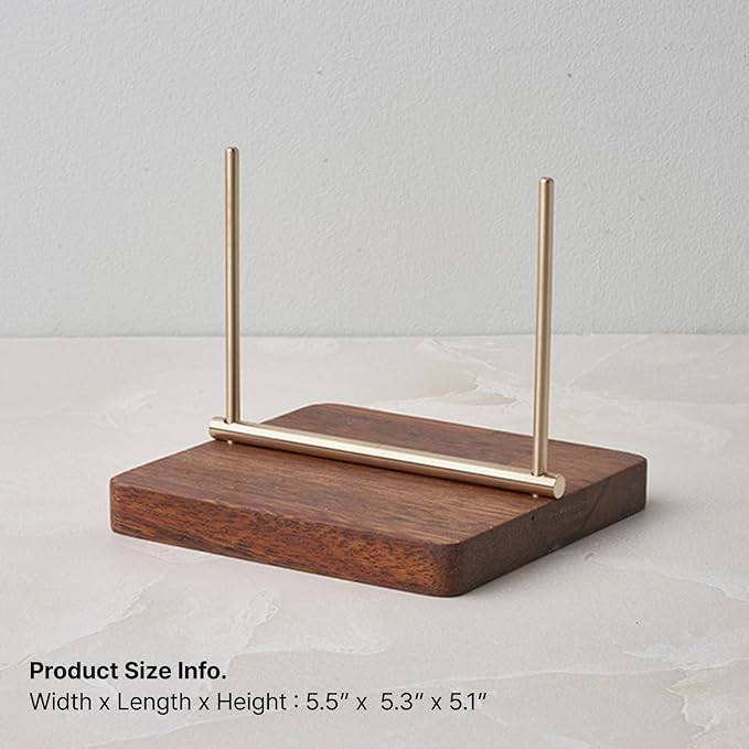 Handmade Brass Napkin Holder, Wood Square Tabletop Napkin Dispenser with Brass Holder for Home, Kitchen, Office, Restaurant, Hotel, Cafe, Outdoor, Perfect Warming Gift