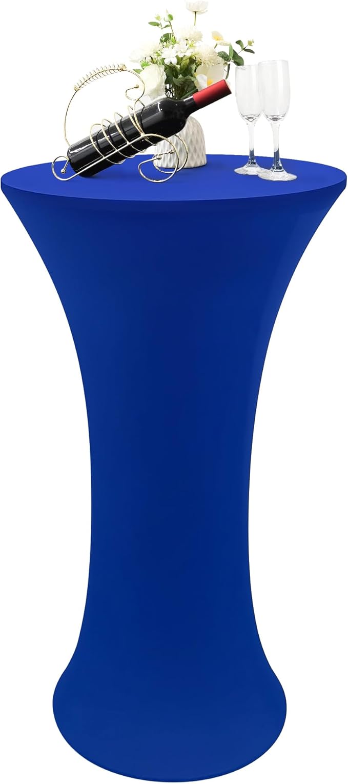 24x43 Inch Round Fitted Cocktail Table Cover Royal Blue Spandex Cocktail Table Cloth Highboy Fitted Tablecloth High Top Table Cloths for Party Pub Banquet Bistro