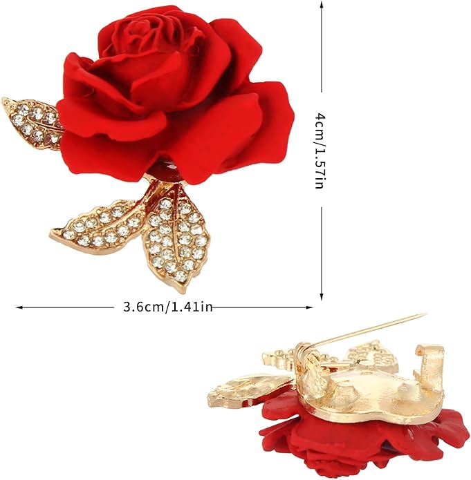 A set of two crystal red rose brooches, featuring elegant enamel floral brooches set with synthetic crystals. This stylish accessory perfectly complements parties, balls, weddings, Valentine's Day gifts, and other occasions, making it an ideal gift for...