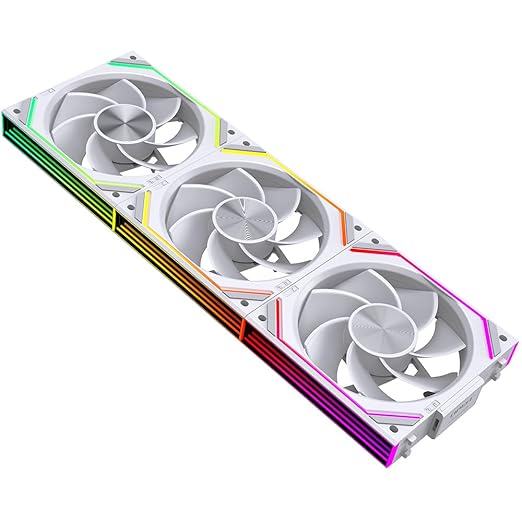 Jungle Leopard Interstellar V2 RS 120mm PC Reverse Blade Case Fan Infinity Mirror Module Daisy-Chain ARGB Fan Triple Pack Suitable Computer Cooling Fans 360mm AIO Cooler(White-3Pack)