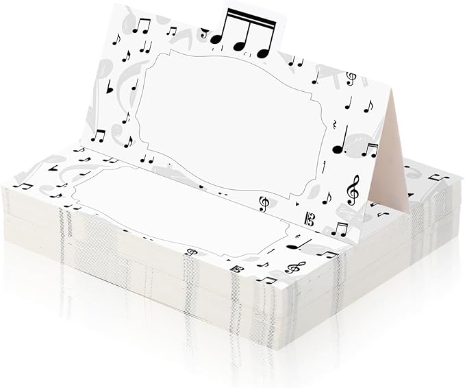 Music Theme Table Place Cards Notes Folded Place Cards Decorations Seating Name Cards for Music Theme Birthday Decor Back to School Classroom Wedding Party Supplies