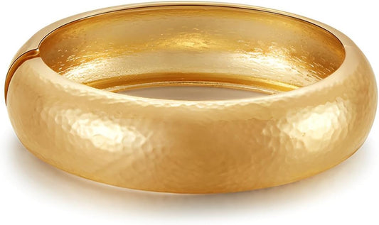 Golden Polished Chunky Twisted Hinged Waterdrop Bangle Bracelet for Women Spiraled Oval Bangle Bracelet