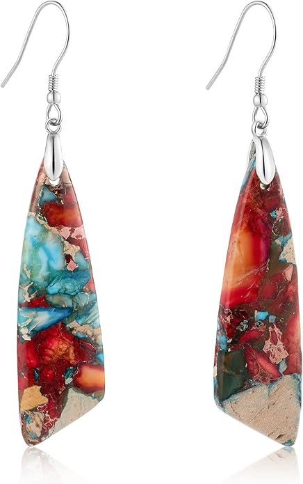 SELOVO Jasper Stone Earrings for Women Trendy Dangle Earrings Fishhook Drop Earrings