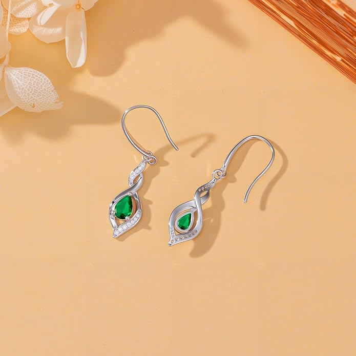 Birthstone Earrings for Women 925 Sterling Silver Infinity Love Jewelry Valentines Day Birthday Gifts for Her Mom Wife Girlfriend