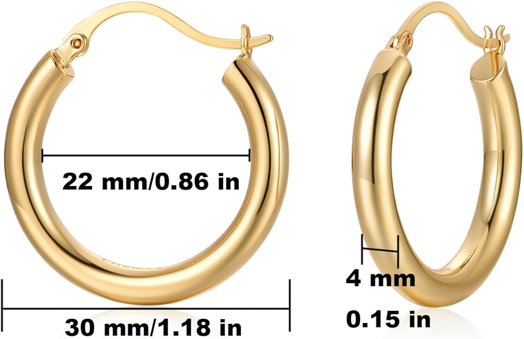 Gold Earrings for Women Girls,14K Gold Plated Hoop Earrings with 925 Sterling Silver Post Cubic Zirconia Stud Earring Huggie Hoops Earrings