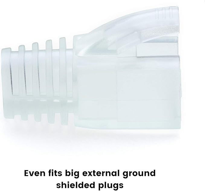 trueCABLE RJ45 Strain Relief Boots, 7.5mm Slip-On PVC Plug Cover, Transparent, 100 Pieces
