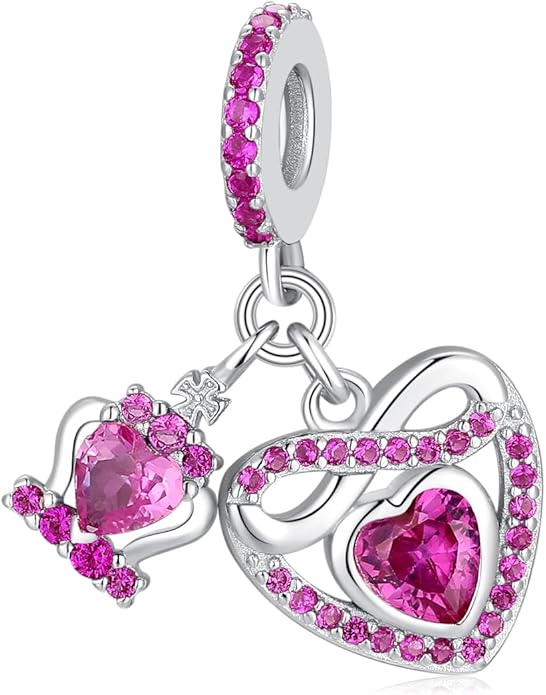 Birthstone Charms for Pandora Charms Bracelets - 925 Sterling Silver Infinity Heart Dangle Charm fit Bracelet and Necklace Birthday Jewelry Gifts For Women