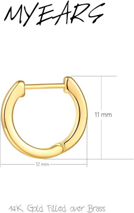 MYEARS Women Earrings Gold Huggie Hoop Ear Stud Cuff 14K Small Simple Hypoallergenic Everyday Jewelry