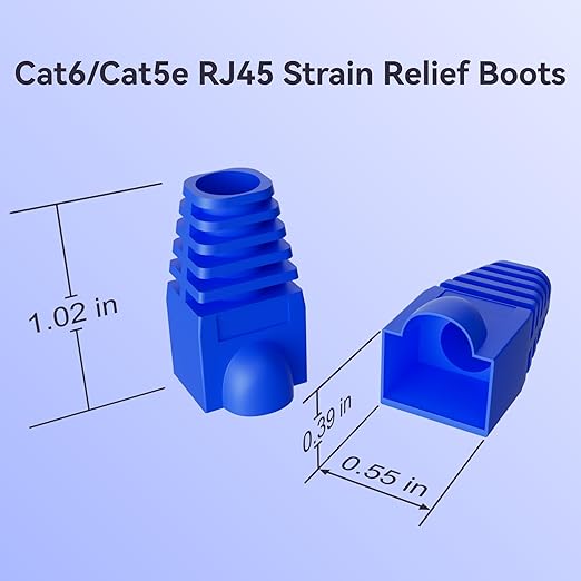 CableGeeker 100-Pack Cat6 / Cat5e RJ45 Strain Relief Boots, RJ45 Boot, Cat 6 Boot, Cat6 Ethernet Boots, Suitable for 6.5mm(0.26in) Ethernet Cables (Round-Press Black)