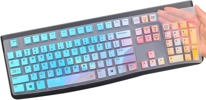 Silicone Keyboard Cover for Logitech K120 & MK120 Ergonomic Desktop USB Wired Keyboard, Logitech K120 & MK120 Keyboard Protective Skin US Layout (NOT Fit Other Model)-Colorful