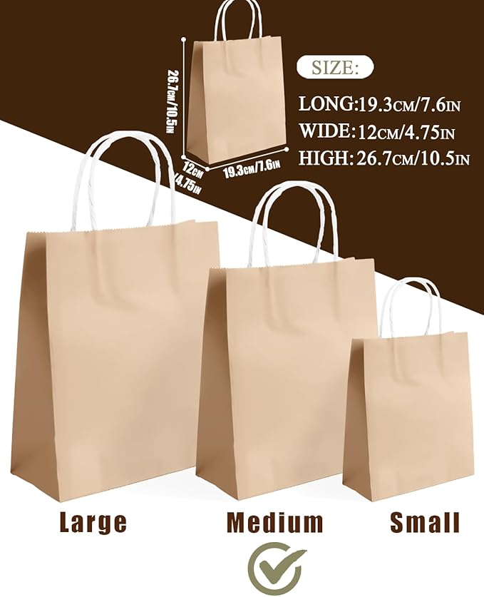 qiqee 30PCS Medium Gift Bag with Handles Bulk 11"x5"x8" Gift Bags Almond Yellow Bags Multiple Uses (Medium Size)