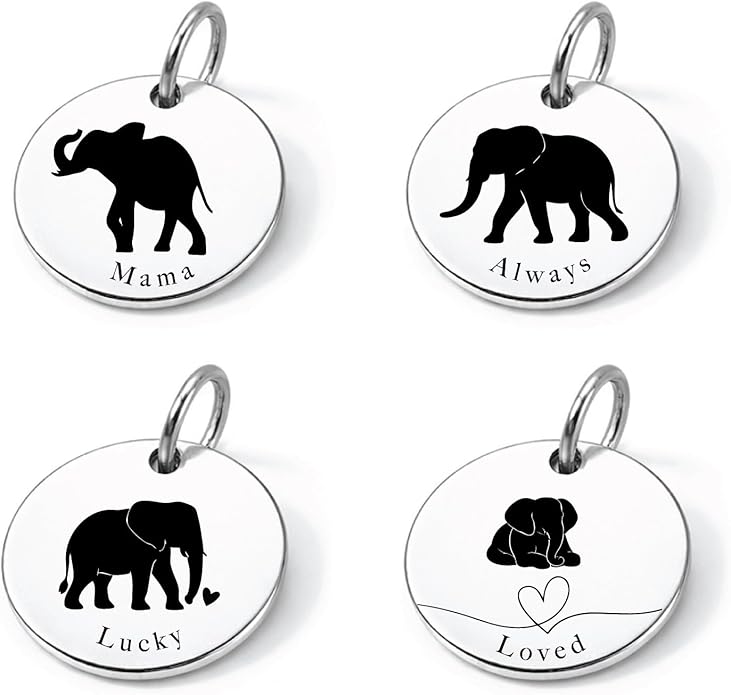 SM Design Mama Animal Charm Set – Set of 4 Stainless Steel Charms – Motherhood & Family Keepsake Jewelry Charmss