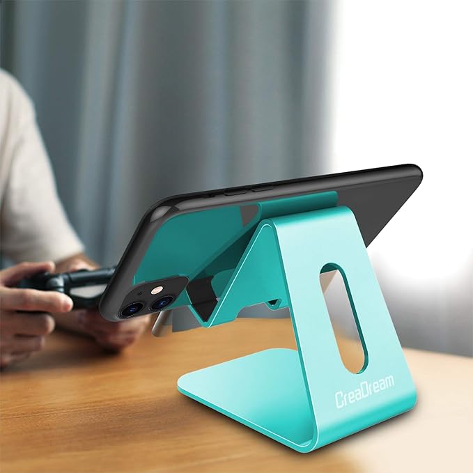 CreaDream Cell Phone Stand, Cradle, Holder,Aluminum Desktop Stand Compatible with Switch, All Smart Phone, iPhone 11 Pro Xs Max Xr X Se 8 7 6 6s Plus SE 5 5s (Mint Green)