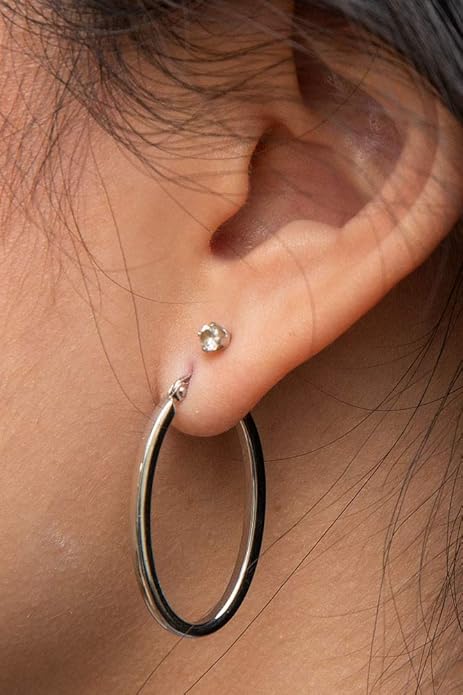 14K Gold Oval Hoop Earrings, (31-52mm) (2mm Tube)