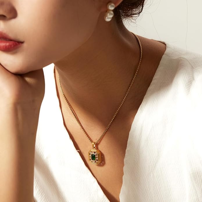 IBARA Women Gold Dianty Necklace Sun Crescent Moon Star Evil Eye Lock Lovely Heart Flower Butterfly Pearl Pendant Coin Necklaces 18K Gold CZ Diamond Filled Chain Boho Beach Simple Handmade Jewelry