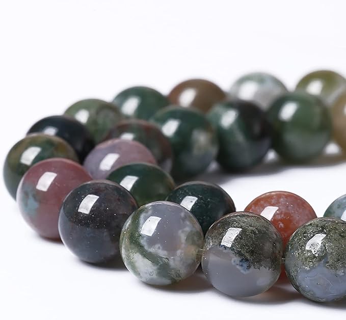 45pcs 8mm Natural Indian Agate Gemstone Beads Smooth Round Loose Spacer Beads for Jewelry Making DIY Bracelet Necklace 15" Strand