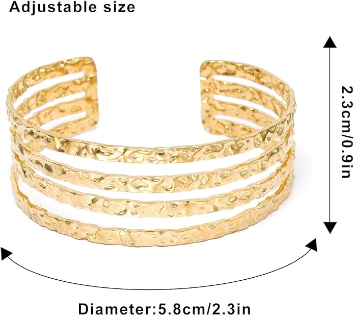 Multi-layer Cuff Bracelet for Women Cross Wire Bracelets Open Wide Cuff Gold Bangle Bracelet
