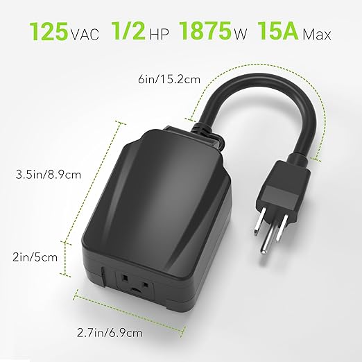 BN-LINK 24-Hour Mechanical Outdoor Light Timer, Waterproof, Heavy Duty, 15A 1/2HP, 1 Grounded Timer Outlet for Home and Garden,ETL Listed,2 Pack