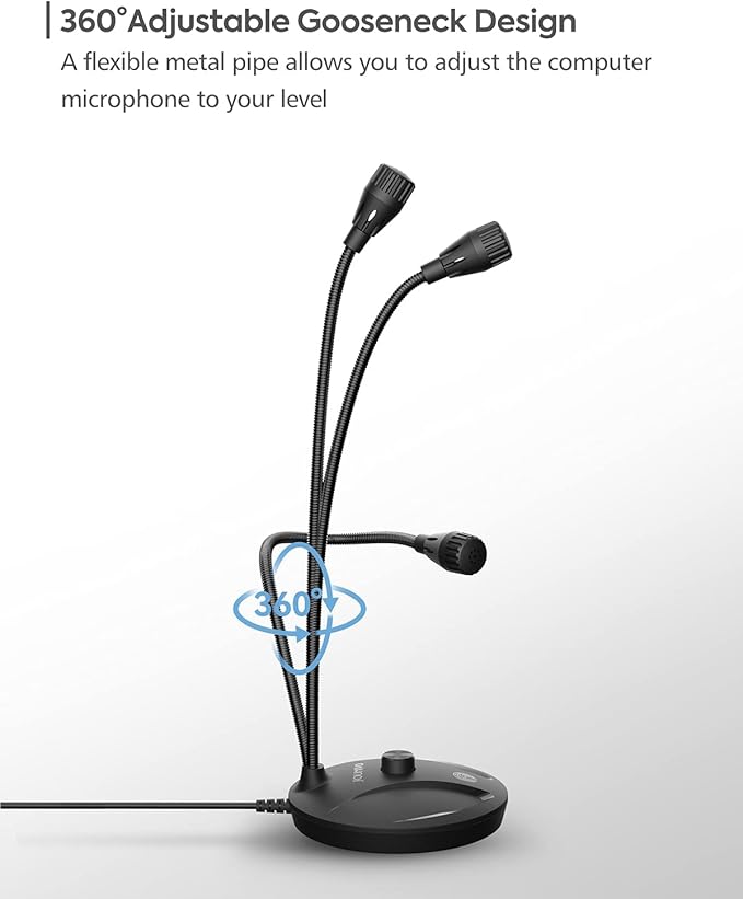 JOUNIVO USB Microphone for Computer, PC/Laptop Mic, Mute Button with LED Indicator, 360 Degree Gooseneck Design, Desktop Microphone for Streaming, Recording, Dictation, Podcasting, YouTube, JV610PRO