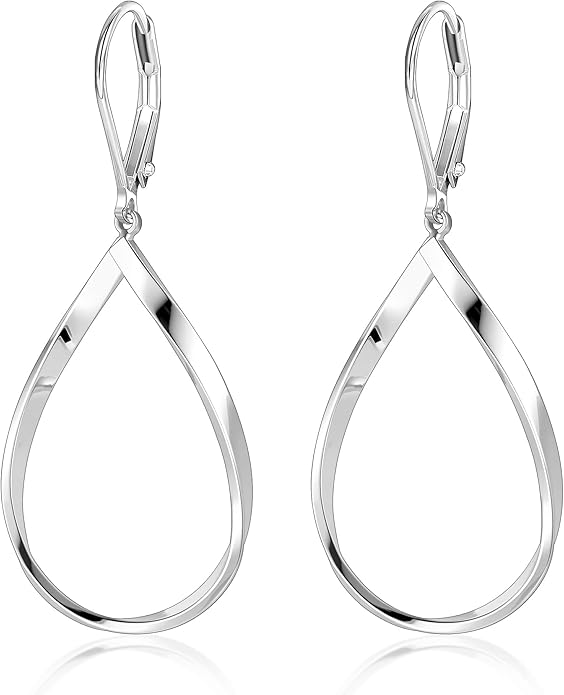 ALEXCRAFT 925 Sterling Silver Teardrop Leverback Earrings for Women Trendy Waterdrop Drop Twisted Dangle Earrings Jewelry 14K Gold Plated Hypoallergenic Boho Leverback Dangle Earring