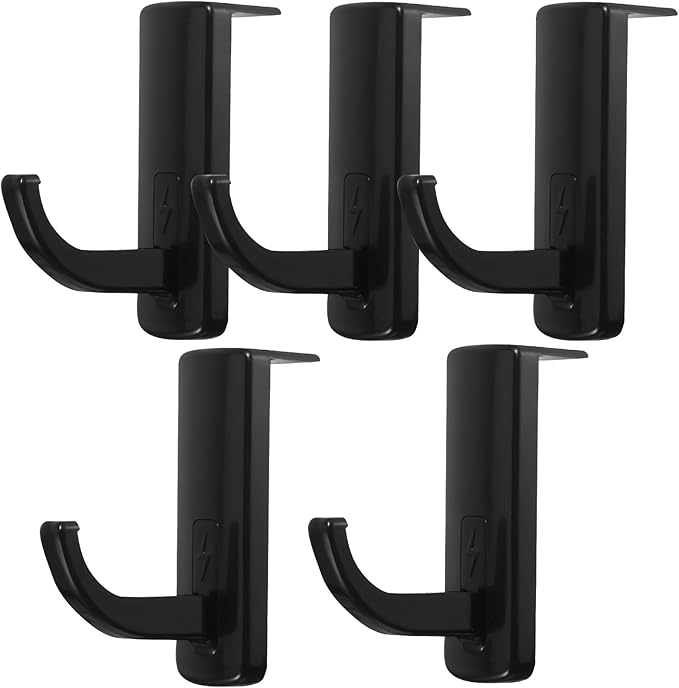 Angoily 20 Pcs Headphone Hook, Self Adhesive Plastic Computer Gaming Headset Hanger, Earphones Headset for PC Monitor Screen Edge, Desk Brackets Wall