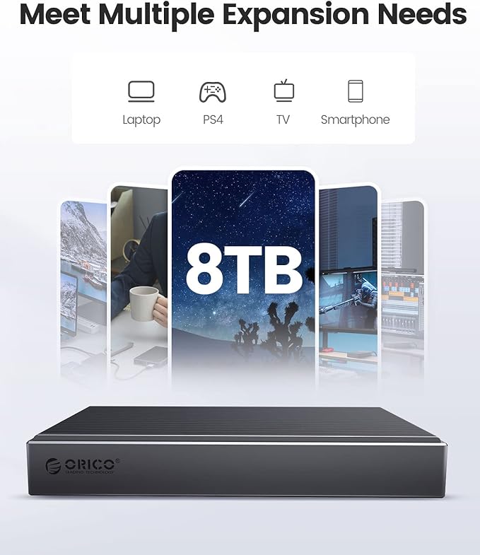 ORICO Dual M.2 NVMe SSD Enclosure, USB C to M2 Adapter for M Key PCIe 2230/2242/2260/2280 M.2 SSDs,Tool-Free Installation Aluminum SSDs Reader Support Trim and UASP up to 2x4TB-BM2-2N