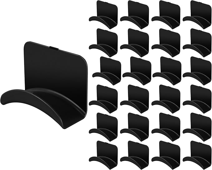24 Pcs Headphone Wall Hangers Adhesive Gaming Headset Holder Hooks for Wall Mount Strong Universal Stand Hooks for Most Headphone Controller, Hat, Baseball Caps, Closet, Door (Black)
