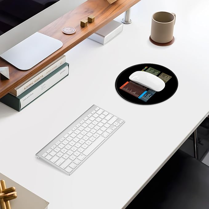 ITNRSIIET Mouse Pad Non-Slip Rubber Base Smooth Surface Stitched Edges Waterproof Durable Compatible with All Mice for Office & Gaming, Desk Accessory, Diameter 8.7 inch, MacShortcuts