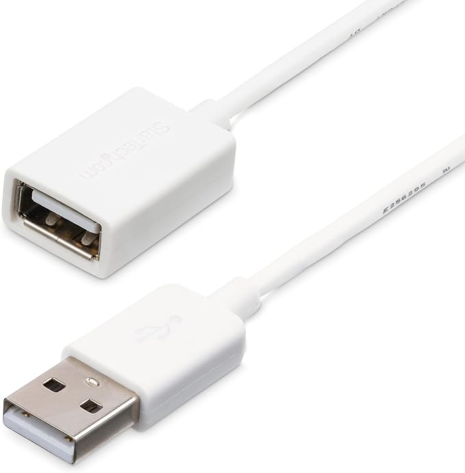StarTech.com 3m White USB 2.0 Extension Cable Cord - A to A - USB Male to Female Cable - 1x USB A (M), 1x USB A (F) - White, 3 meter (USBEXTPAA3MW)