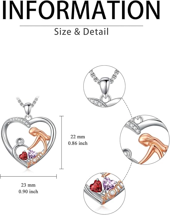 Valentines Day Gift for Mom Mother Daughter Necklace Birthstone Necklaces for Women Anniversary Jewelry Valentine Mothers Day Christmas Birthday Gifts for Mom Women Her Wife Girlfriend