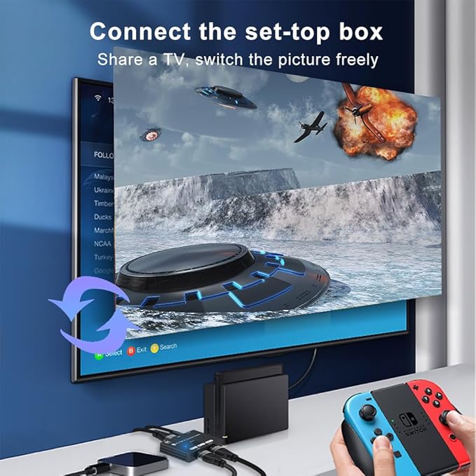 HDMI 2.1 Bi-Directional Switch Ultra HD 8K HDMI Switcher 2 in 1 Out/ 1 in 2 Out HDMI Switch Supports 8K@60Hz/ 4K@120Hz 48Gbps Compatible with Switch/Switch OLED PS5/4 Xbox Roku Apple TV Fire TV Stick