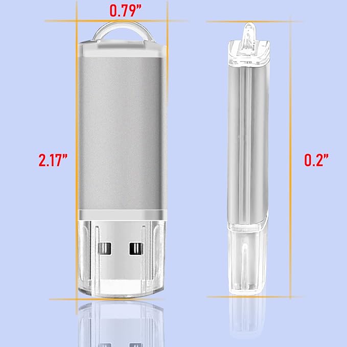 USB Thumb Drive 8GB Flash Drives 20 Pack, Nicepicten Memorias USB 2.0 Memory Stick FAT32 Flash Zip Drive 8 GB Jump Drives Multipack Pendrive with Landards and Lables (Sliver 8GB, 20 Pieces)