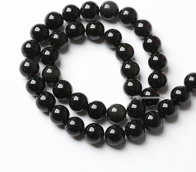 90PCS 4mm AAA Natural Black Obsidian Stone Beads Gemstone Round Loose Beads for Jewelry Making DIY Bracelet Necklace 15" Inch(Black Obsidian Beads, 4mm)