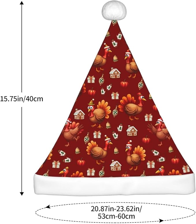 Christmas Santa Hat for Adults,Holiday Unisex Xmas Hat for New Year Party Headwear